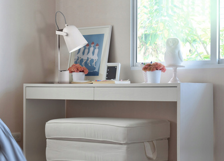 Stolní stolní lampa Školní kancelářská noční lampa Nastavitelná E27 Bílá Raibo Kanlux