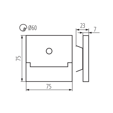 Schodišťové světlo LED 0,8W 13lm 3000K 12V teplá bílá čtvercové pohybové a soumrakové čidlo černé Sabik Kanlux
