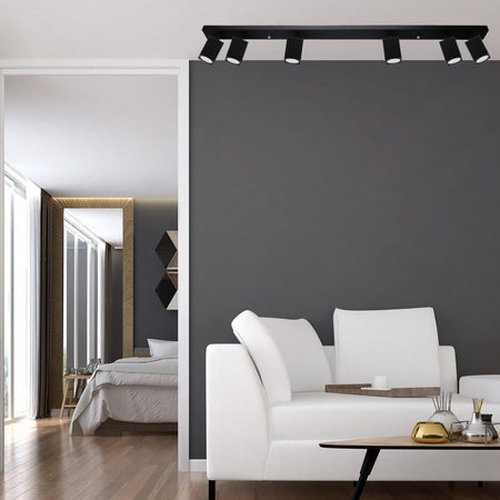 Stropní světlo Reflektorové svítidlo 6xGU10 QUANTUS strip beam Black