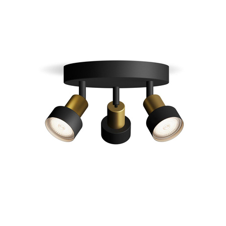 Reflektorové stropní svítidlo 3x GU10 černá-měděný vodič Philips