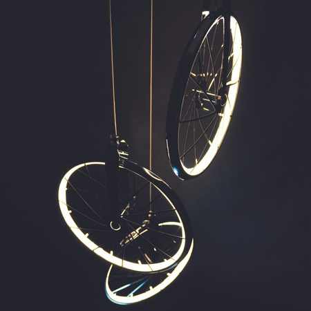 Ikonická závěsná LED STROPNÍ LAMPA 3x BICYKL 33W 3000K chrom GOLDLUX (Polux)