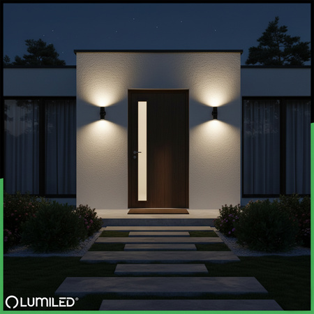 Zahradní nástěnná lampa GU10, IP44 nastavitelné nahoru a dolů Černá ZINNIA LUMILED