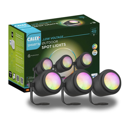 3 zahradních reflektorů 24V RGB+CCT Bluetooth MESH Smart TUYA CALEX