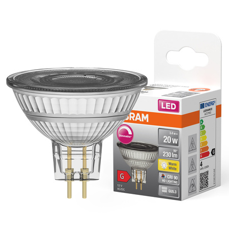 LED žárovka MR16 Reflector GU5.3 3,4W = 20W 230lm 2700K Warm CRI90 12V 36° stmívatelná SUPERSTAR Osram