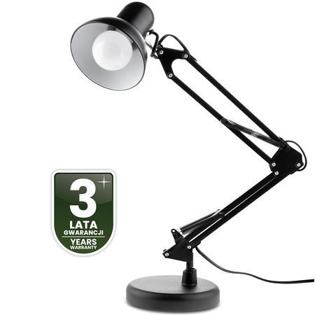 Stolní lampa E27, Černá + držák na stůl TOBI LUMILED