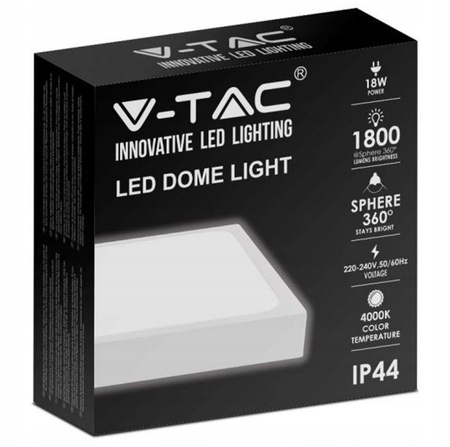 Stropní LED koupelnové panelové svítidlo 18W 1800lm 4000K IP44 23cm čtvercové bílé