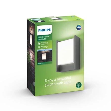Zahradní lampa LED nástěnná lampa ARBOR myGarden 6W 4000K IP44 obdélníková antracitová PHILIPS