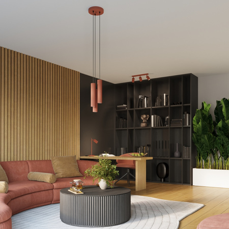 Bodové reflektorové stropní svítidlo Tuba 3x GU10 Ochre Red Carbon Deep Space SL.1638 Sollux