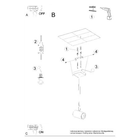 Stropní svítidlo NORANO GU10 Reflector Halogenové svítidlo Movable Black SOLLUX