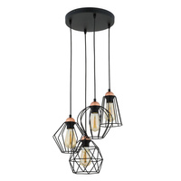 GALAXY Závěsný lustr černo-měděný průmyslový 4xE27 1643 TK Lighting