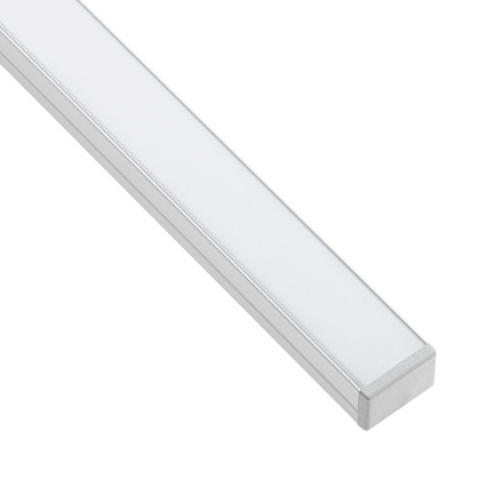 Povrchový Eloxovaný Hliníkový Profil pro LED KM33, Stříbrný 2m + Mléčná Krytka + Záslepky LUMILED