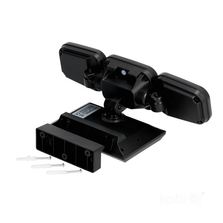 LED reflektor Solární venkovní zahradní 1,5W lm 6000K Cold s pohybovým a soumrakovým senzorem IP44 Black Glow Kobi