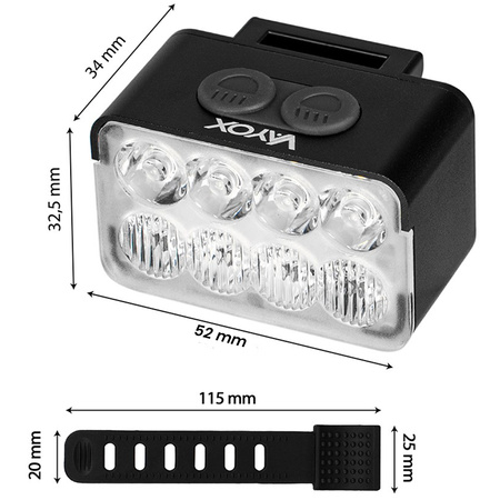 Přední svítilna na kolo 8xLED USB-C 10 režimů 900lm IPX6 VAYOX