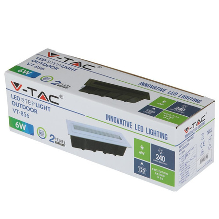 LED svítidlo na schodiště 6W 3000K obdélníkové bílé krokové světlo VT-856 V-TAC