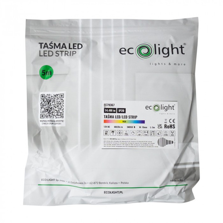 LED pásek SMD 5050 14,4W/m 60LED/m 12V Vícebarevný RGB IP20 Roll 5m Ecolight
