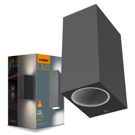Zahradní nástěnné svítidlo Venkovní LED fasádní svítidlo 2x GU10 IP54 Grey ARON Videx