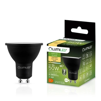 Žárovka LED GU10, 6W = 50W 580lm 3000K Teplá bílá 120° Černá LUMILED