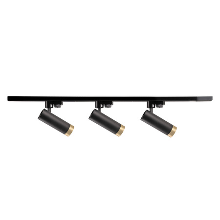 Sada přípojnic 1-fázová lišta + 3x reflektor GU10 černý FADO Sanico Goldlux