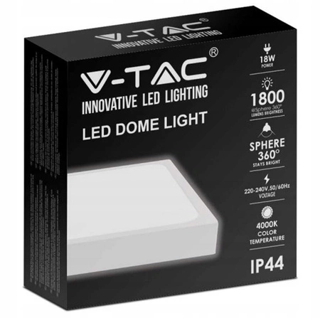 Stropní LED koupelnové panelové svítidlo 18W 1800lm 4000K IP44 23cm čtvercové bílé