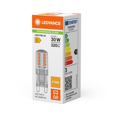 LED žárovka G9 2,6W = 30W 320lm 2700K teplá bílá 300° Ledvance