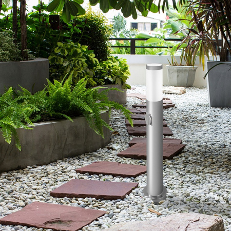 Venkovní zahradní lampa E27 SILVER SLOUP 65cm se zásuvkou 230V