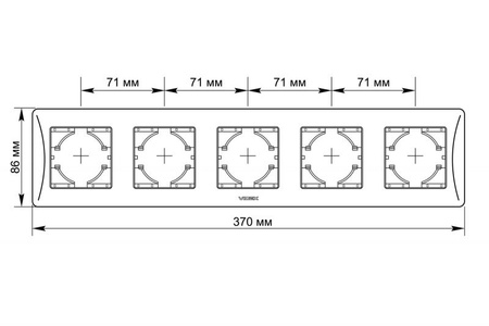 Horizontální rámeček pro zásuvky Pětinásobná povrchová montáž BINERA VIDEX, bílá