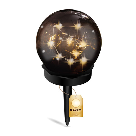 LED solární zahradní lampa ozdobná koule s hroty 3000K IP44 10cm