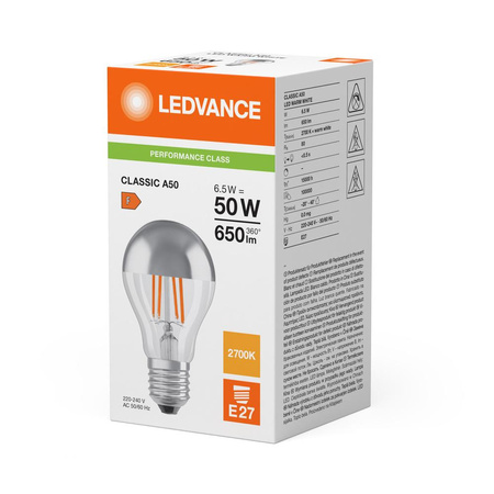 LED žárovka A60 E27 6,5W = 50W 650lm 2700K teplá bílá FILAMENT LEDVANCE
