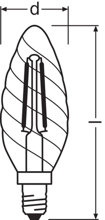 LED žárovka BW35 E14 4W = 40W 470lm 2700K teplá bílá FILAMENT LEDVANCE