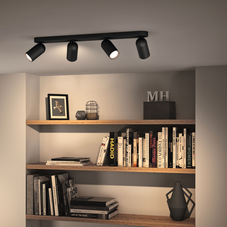 Stropní svítidlo LED PONGEE 4x GU10 Reflektor pohyblivé svítidlo černé PHILIPS