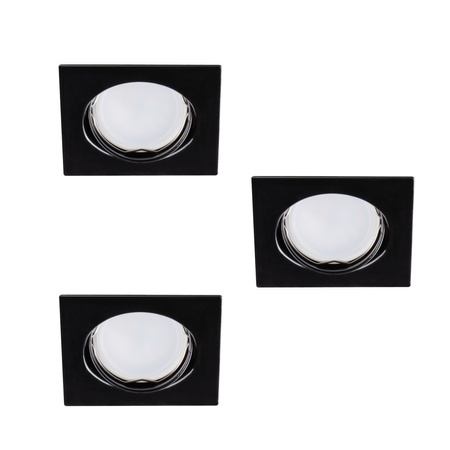 Sada 3x LED zápustná nastavitelná bodová lampa GU10 10W 3000K Warm Square Black Tribis Kanlux