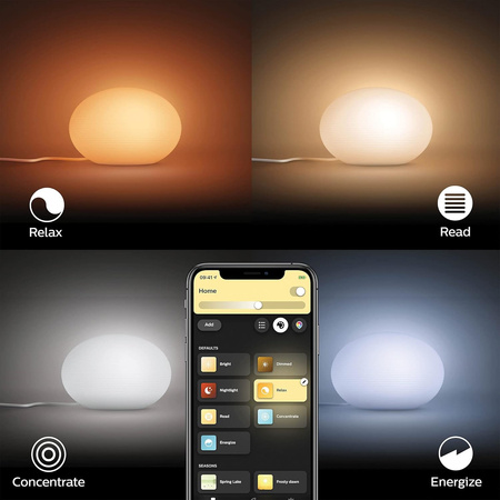 Stolní lampa FLOURISH White EU/UK E27 LED 9,5W CCT RGB PHILIPS HUE Bluetooth Zigbee