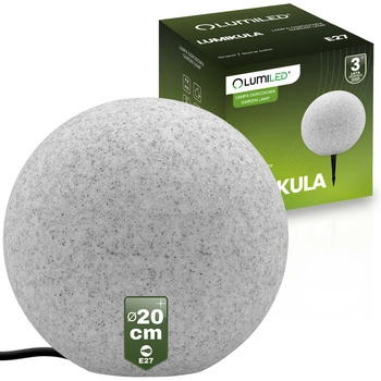 Venkovní lampa E27, KAMENNÁ KOULE LED IP65 20cm LUMILKULA LUMILED