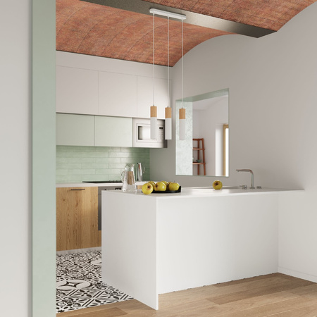 PABLO 3L 3xGU10 Skandinávská bílá a dřevěná závěsná stropní lampa SOLLUX