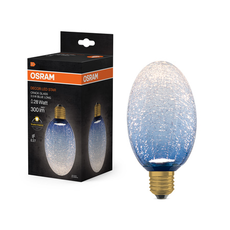 LED žárovka E27 Oval Frost 3,5W 300lm 2700K teplá bílá Decorative Blue Osram