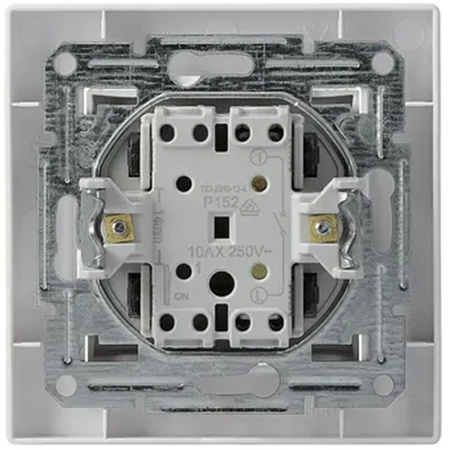 Jednopólový zapuštěný svíčkový spínač Asfora IP20 s bílým rámečkem