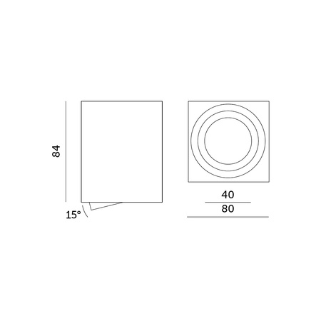 Halogenová bodová zářivka Square GU10 černá OH37 Kobi pro povrchovou montáž