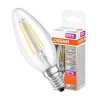 E14 B35 LED žárovka 4.8W = 40W 470lm 4000K Neutrální bila 300° vlákno OSRAM SUPERSTAR Stmívatelné