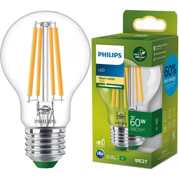 LED žárovka E27 A60 4W = 60W 840lm 2700K Teplá bílá vlákno PHILIPS Ultra Efficient