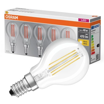 5x LED žárovka E14 P45 4W = 40W 470lm 2700K Teplá bílá Filament OSRAM Base