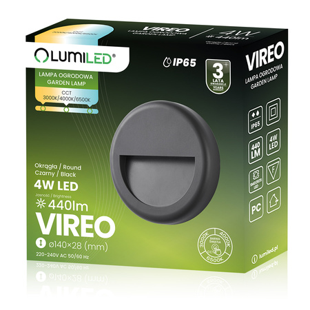 Venkovní zahradní schodišťová nástěnná lampa CCT 3000-6500K LED 4W IP65 VIREO LUMILED