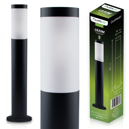 Venkovní zahradní lampa E27, LED sloupek 65cm Černá LILIUM LUMILED