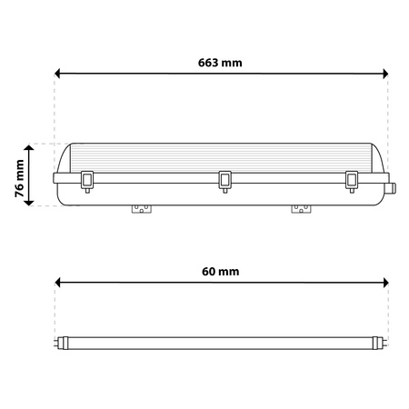 Hermetické Prachotěsné svítidlo 2x T8, G13 IP65 60cm + LED Trubice 9W 4000K LUMILED