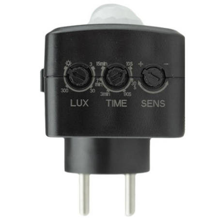 PIR pohybový a soumrakový senzor pro 120° zásuvku 9m Indoor Black