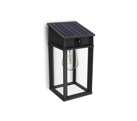 Zahradní nástěnná lampa Solární venkovní fasádní LED 3,2W 470lm 4000K IP44 s pohybovým a soumrakovým senzorem černá Geri Ultra Efficient Philips