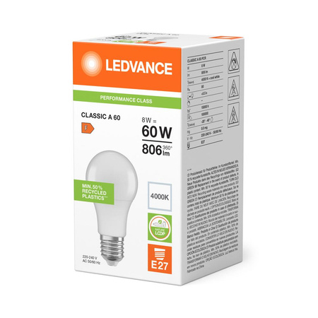 LED žárovka A60 E27 8W = 60W 806lm 4000K neutrální bílá LEDVANCE