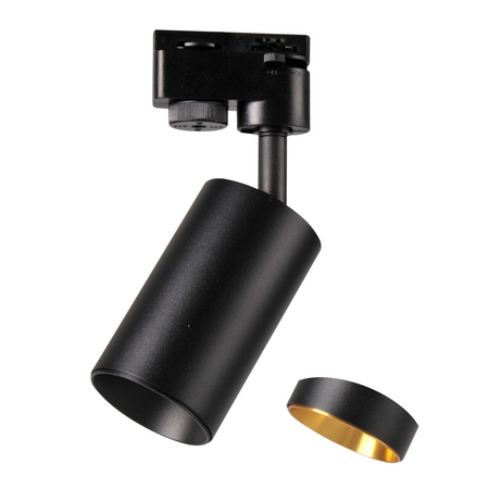 Sada přípojnic 1-fázová lišta + 3x reflektor GU10 černý MARIBEL Sanico Goldlux