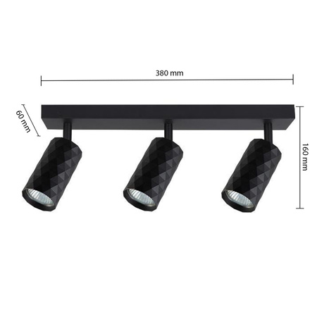 Spot Tuba Reflector Halogenové stropní svítidlo 3x GU10 Moving Black Glamour Masterled