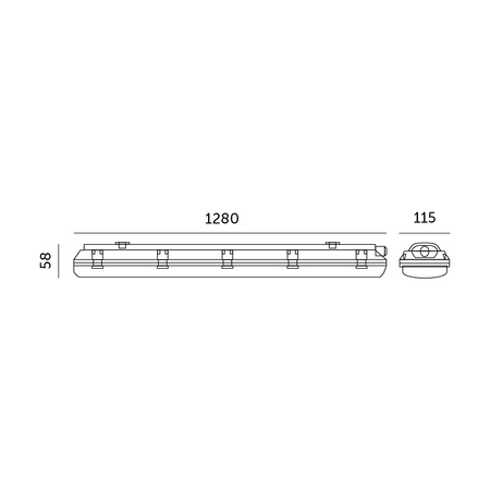 Průmyslová hermetická sada svítidel 2x120cm + LED zářivka T8 18W 4000K Neutral IP65 Kobi