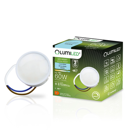 10x LED Vložka do Svítidel Modul INSERT Mléčný 7W = 60W 120° 670lm 6500K Studený Stmívatelný LUMILED